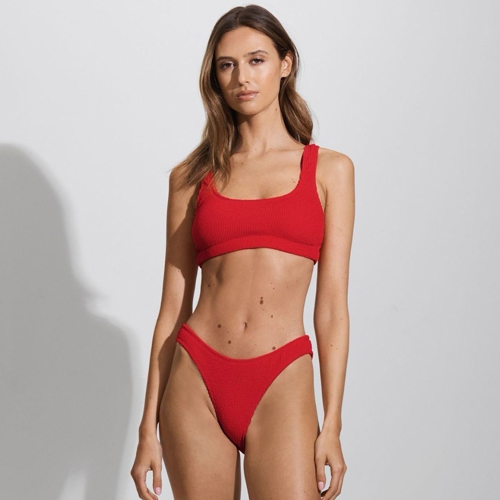 Good American Always Fits Textured Bikini Set in Bright Red